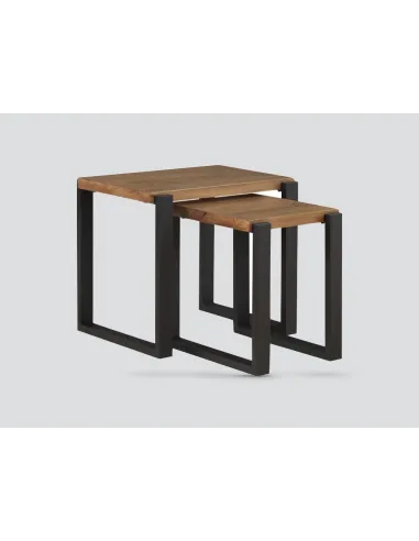 Pembroke Nest of 2 Tables - Rustic Pine/Black