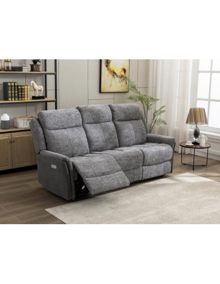 Treyton Fusion Electric 3 Seater Sofa - Grey