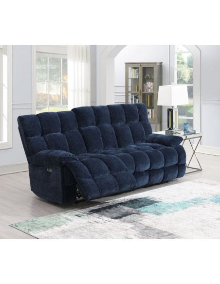 Sandringham Electric Recliner 3 Seater Sofa - Blue Fabric