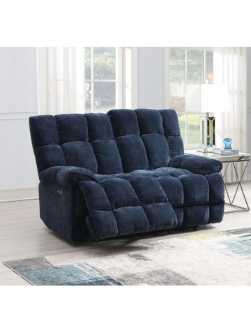 Sandringham Electric Recliner 2 Seater Sofa - Blue Fabric