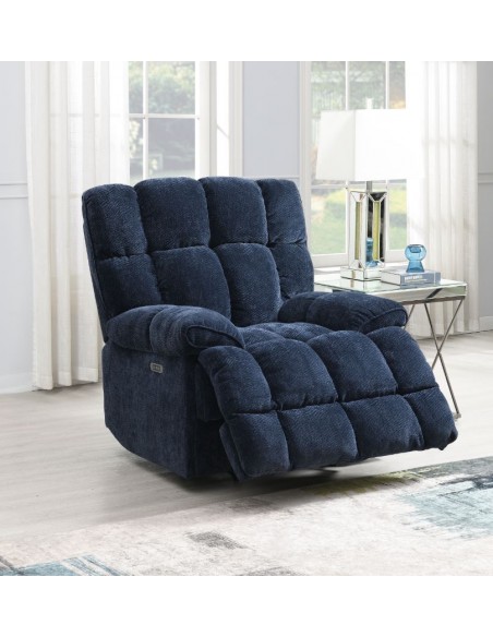 Sandringham Electric Recliner Armchair - Blue Fabric