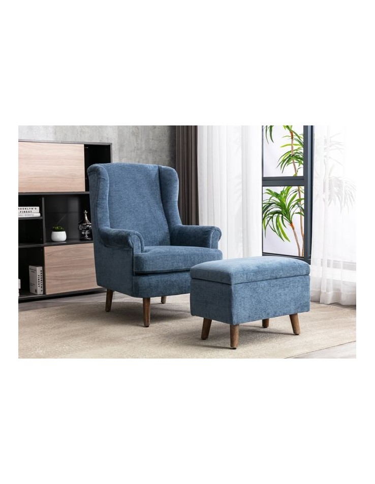 Denim discount wingback chair