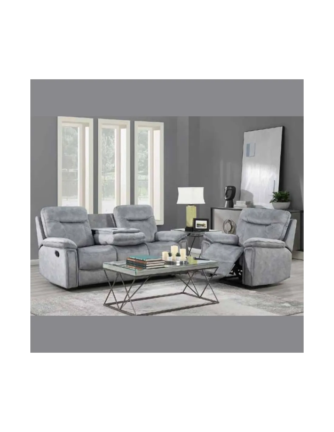 Cresta 2 Seater Recliner Sofa Siilvery Grey