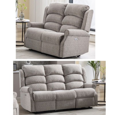 Drancy 3+2 Electric Recliner Sofa Set - Natural