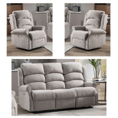 Drancy 3+1+1 Electric Recliner Sofa Set - Natural