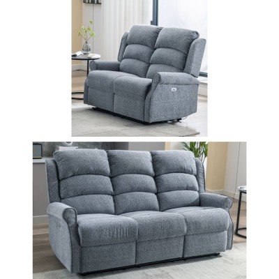 Drancy 3+2 Electric Recliner Sofa Set - Steel Blue