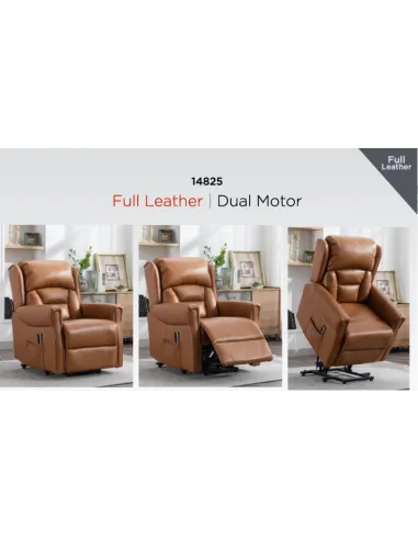 Sandringham Dual Motor Lift & Tilt Armchair Recliner - Camel Leather