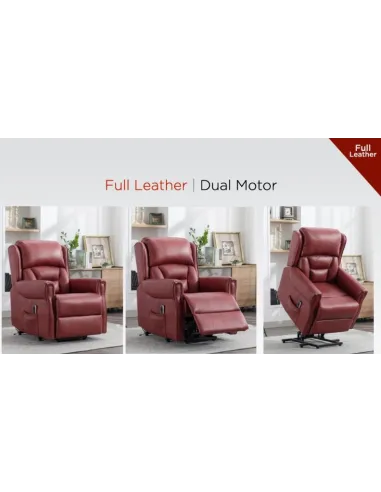Sandringham Dual Motor Lift & Tilt Armchair Recliner - Burgundy Leather