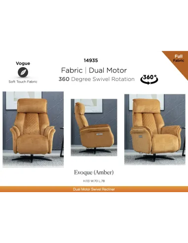 Evoque Dual Motor Electric Swivel Armchair - Amber