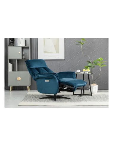 Evoque Dual Motor Electric Swivel Armchair - Ocean Blue