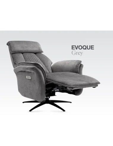 Evoque Dual Motor Electric Swivel Armchair - Grey