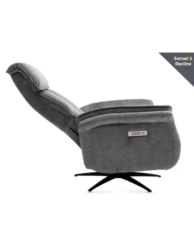 Evoque Dual Motor Electric Swivel Armchair - Grey