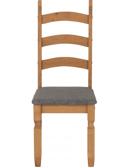 Corona Dining Chairs - Distressed Waxed Pine/Grey Fabric