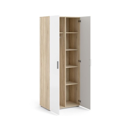 Pepe 2 Door Wardrobe - Oak with White High Gloss