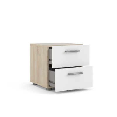 Pepe Bedside Table  - Oak with White High Gloss