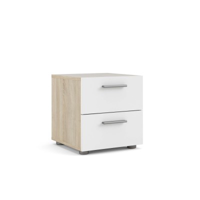 Pepe Bedside Table  - Oak with White High Gloss