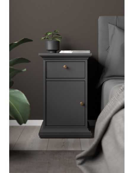 Paris Nightstand 1 Door + 1 Drawer - Grey