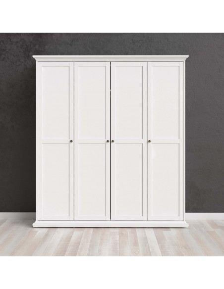 Paris Wardrobe with 4 Doors - White