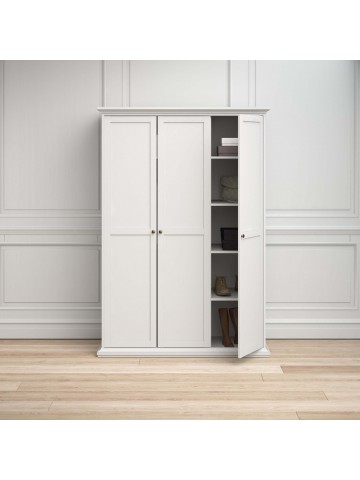 Paris 3 Door Wardrobe - White