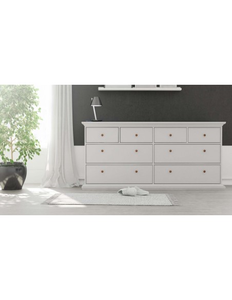 Paris 8 Drawer Chest - White