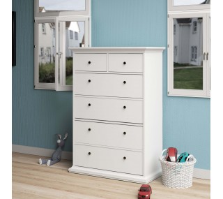 Paris 6 Drawer Chest  - White