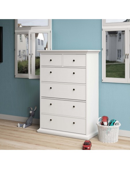 Paris 6 Drawer Chest  - White