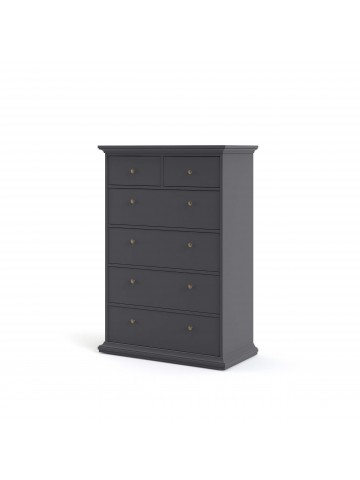 Paris 6 Drawer Chest  - Grey