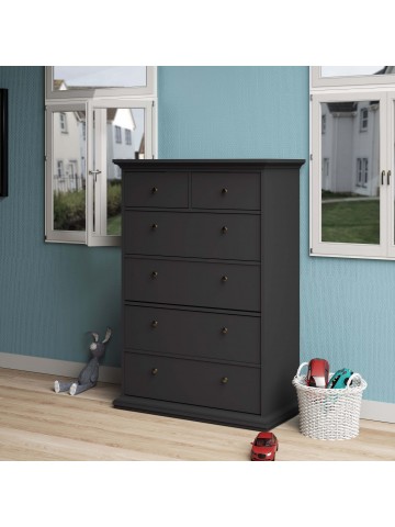 Paris 6 Drawer Chest  - Grey