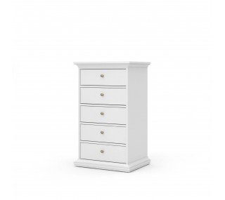 Paris 5 Drawer Chest - White