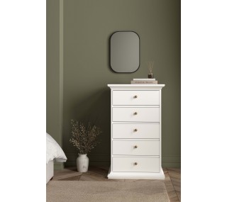 Paris 5 Drawer Chest - White