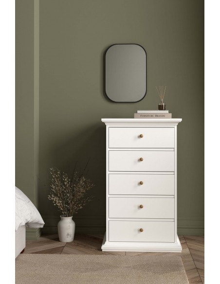 Paris 5 Drawer Chest - White