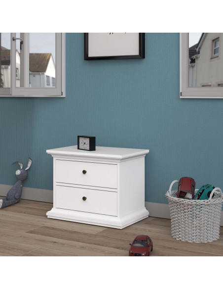 Paris 2 Drawer Nightstand - White