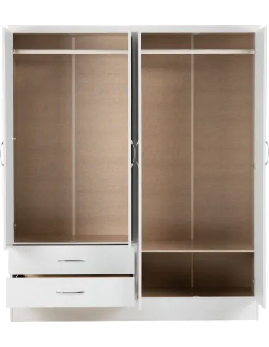 Nevada 4 Door 2 Drawer Wardrobe - White Gloss