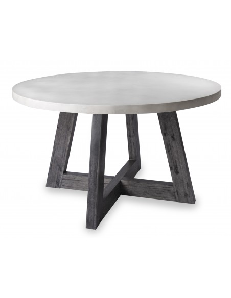 Aurelius 1300mm Round Dining Table - White Concrete/Acacia