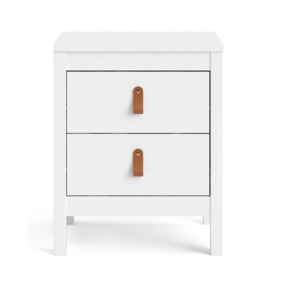 Madrid 2 Drawer Bedside Table - White