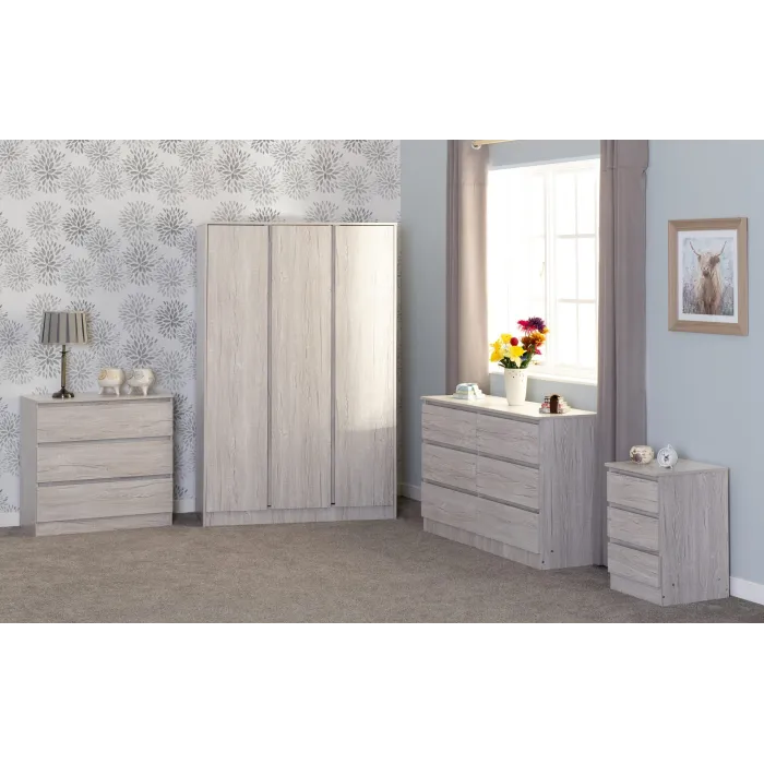 Malvern 3 Drawer Bedside Locker - Urban Snow