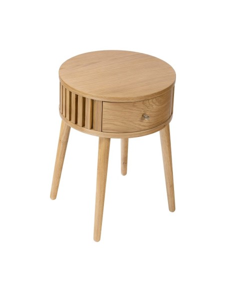Boardwalk Round Side Table - Natural Oak