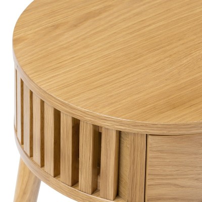 Boardwalk Round Side Table - Natural Oak