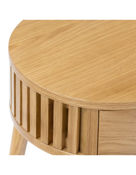 Boardwalk Round Side Table - Natural Oak