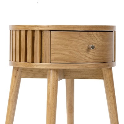 Boardwalk Round Side Table - Natural Oak