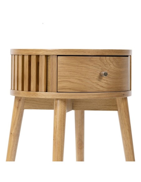 Boardwalk Round Side Table - Natural Oak