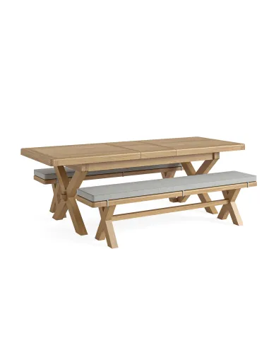 Gia Cross Leg Dining Bench - Oak