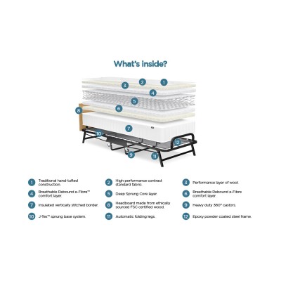 Crown Premier 3FT Folding Bed with Deep Sprung Jay-Be Mattress