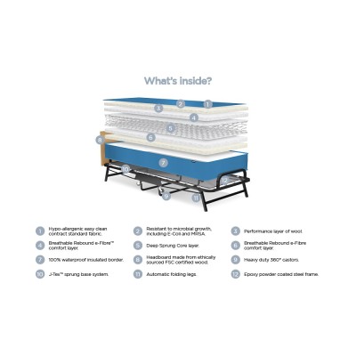 Crown Windermere 3FT Folding Bed with Waterproof Deep Sprung jay-Be Mattress