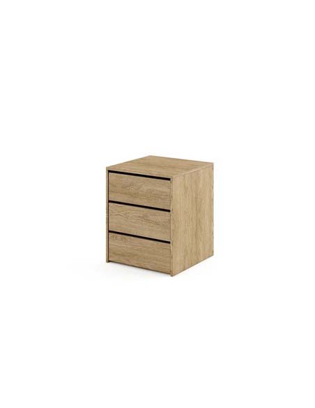 Sliderobe 3 Drawer Bedside Locker - Oak Shetland