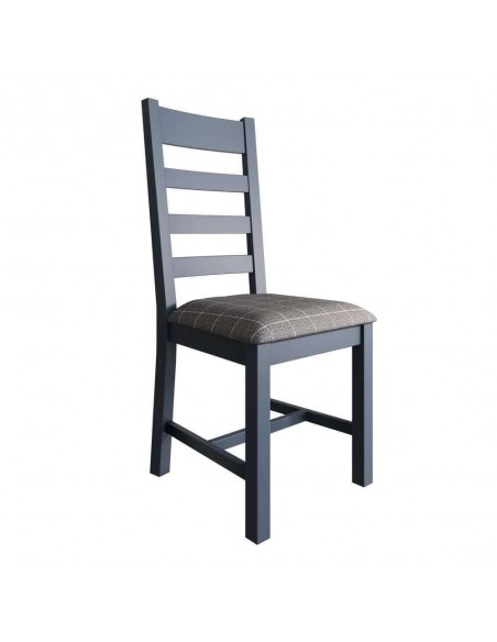 Hayley Slatted Dining Chair - Blue/Grey Check