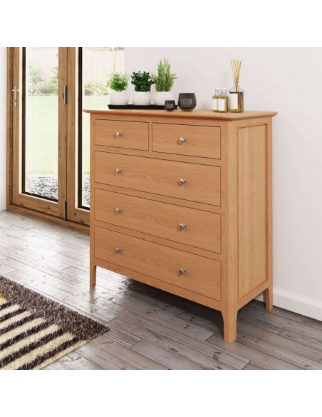 Bristol 2+3 Drawer Chest - Oak