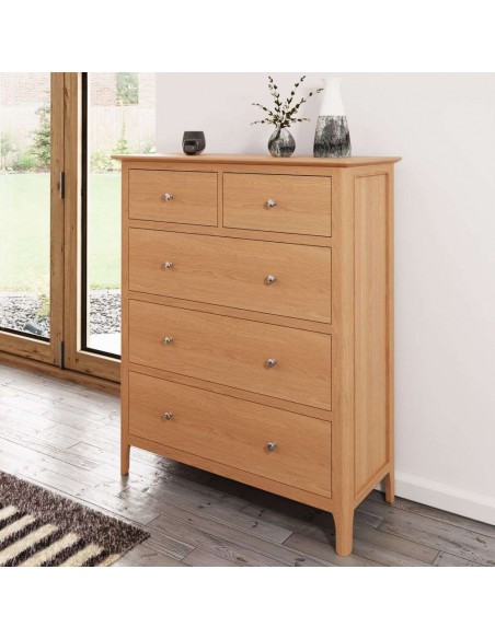 Bristol Jumbo 2+3 Drawer Chest - Oak