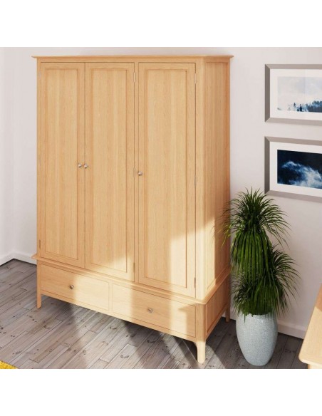 Bristol Large 3 Door Wardrobe - Oak