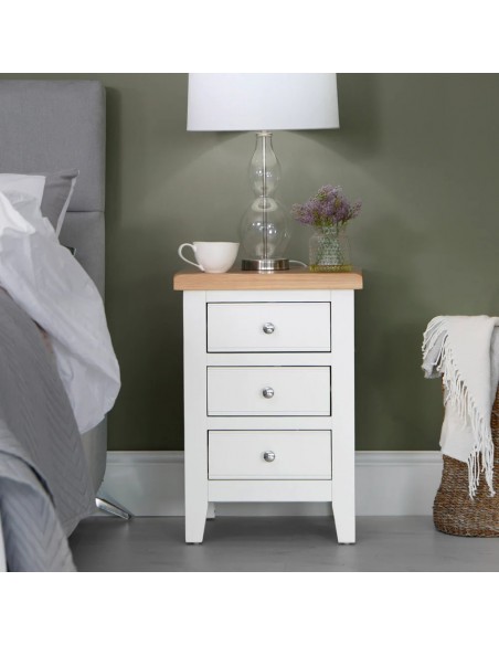 Suffolk 3 Drawer Bedside Locker - White